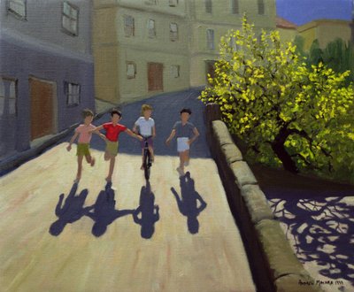 Kinder rennen, Lesbos, 1999 von Andrew Macara